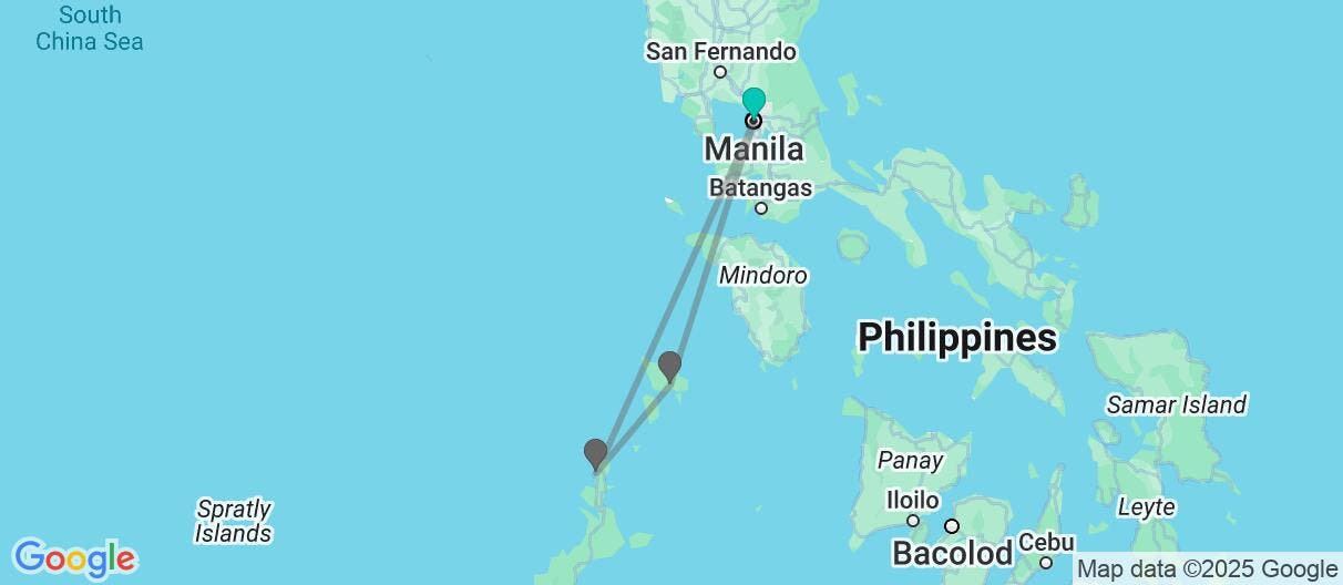 Map of Island hopping adventure: Palawan & Coron