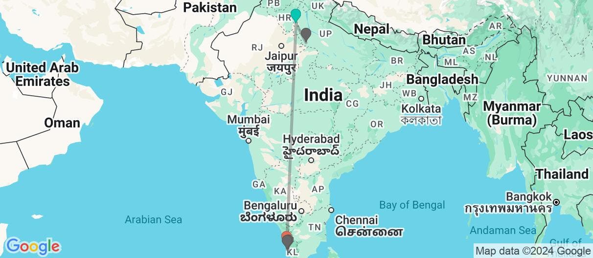 Map of Family: Taj Mahal, Delhi & beach relax