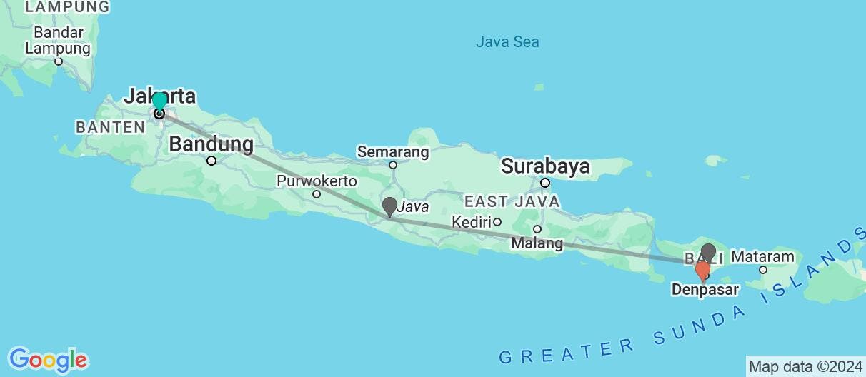 Map of Adventures in Java & Bali Paradise 