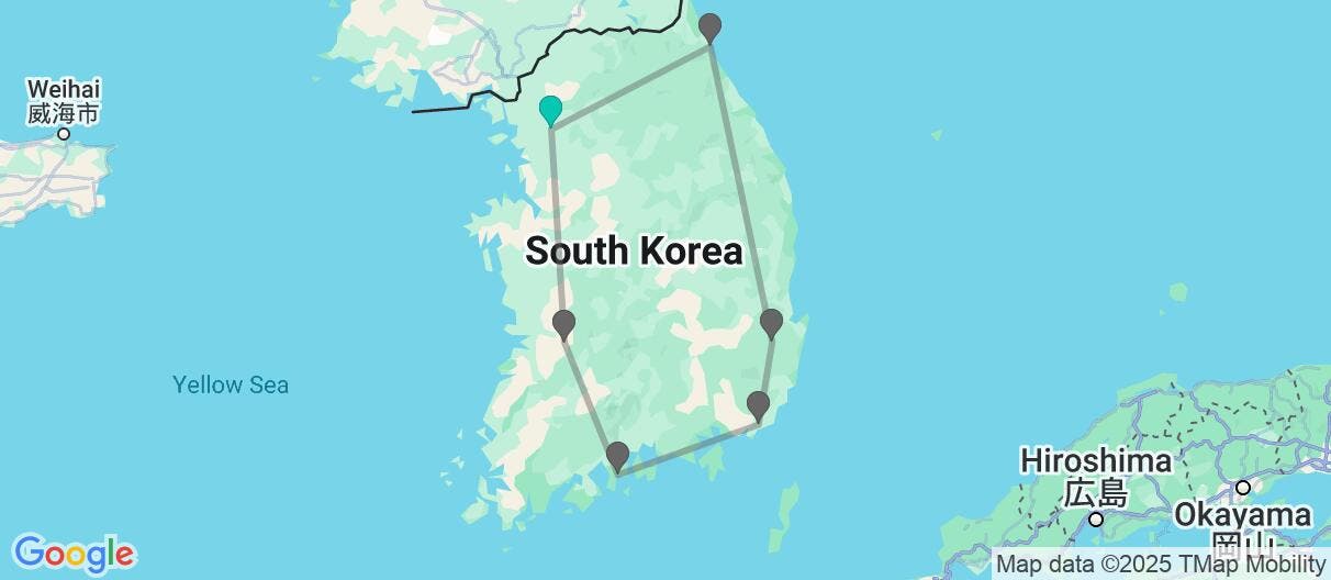 Map of The essence of Korea, fully escorted