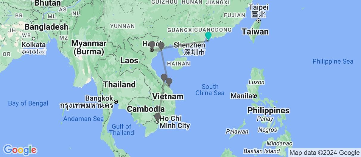 Map of Hong Kong City Break & Vietnam 360