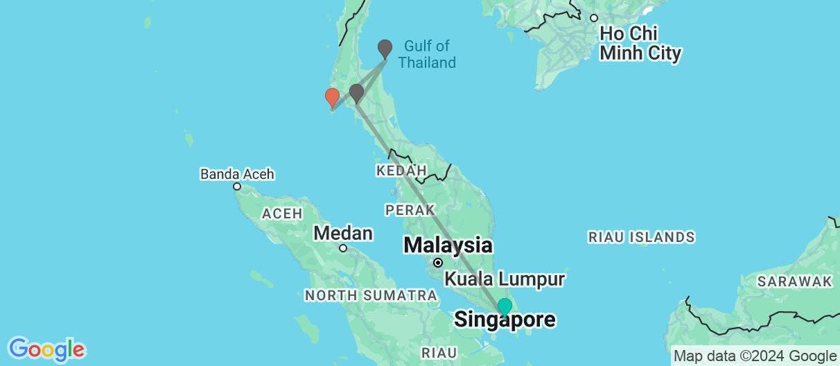 Map of Singaporean Lights & Thai Island Delights