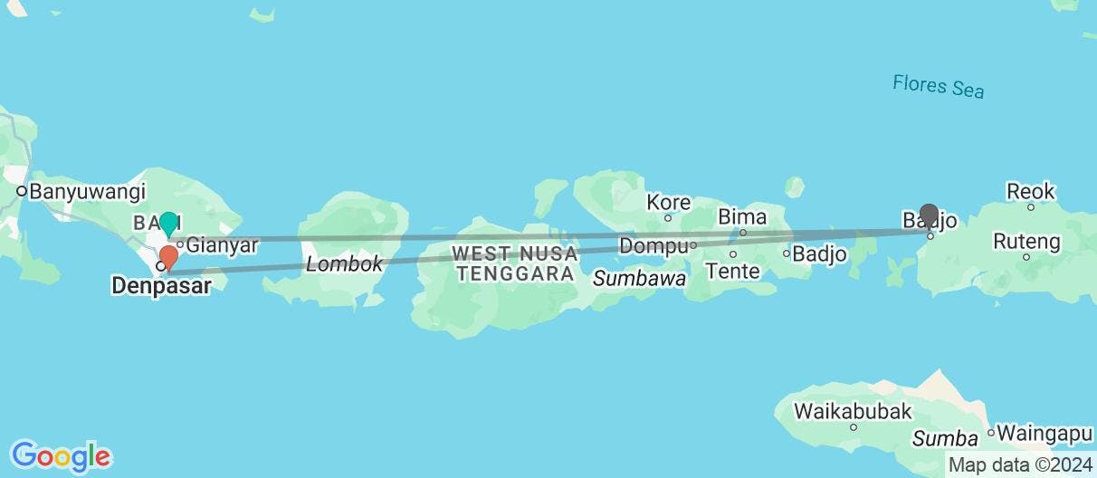 Map of Bali, relax & Komodo dragons  