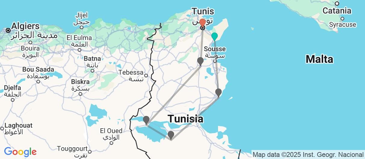 Map of Ruins, desert & the Mediterranean Sea