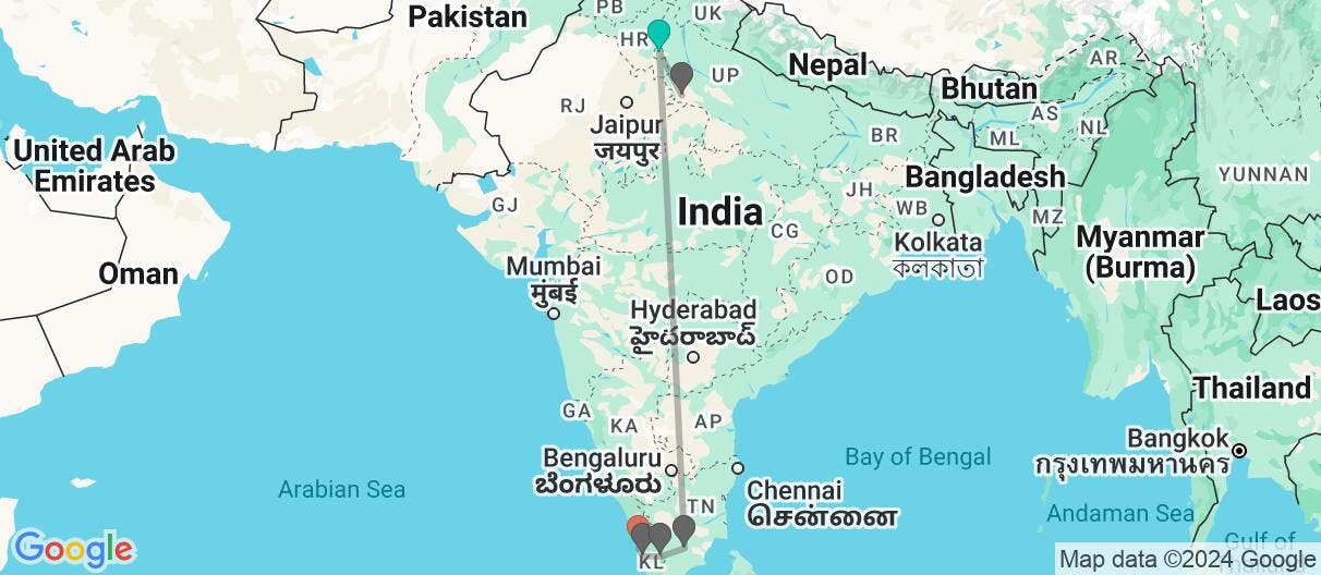 Map of India's treasures: From Delhi to Kerala