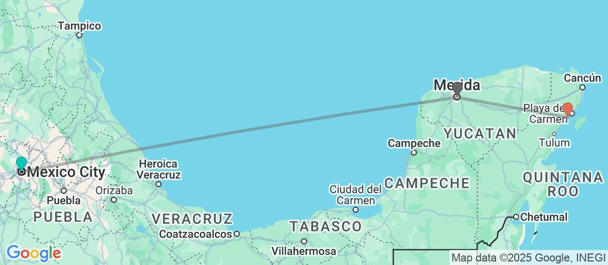 Map of Mexico City and the Treasures of Yucatán