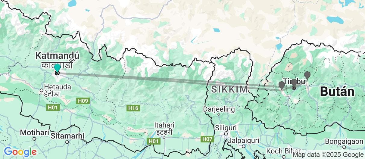 Map of Joyas de los Himalayas: Nepal y Bután