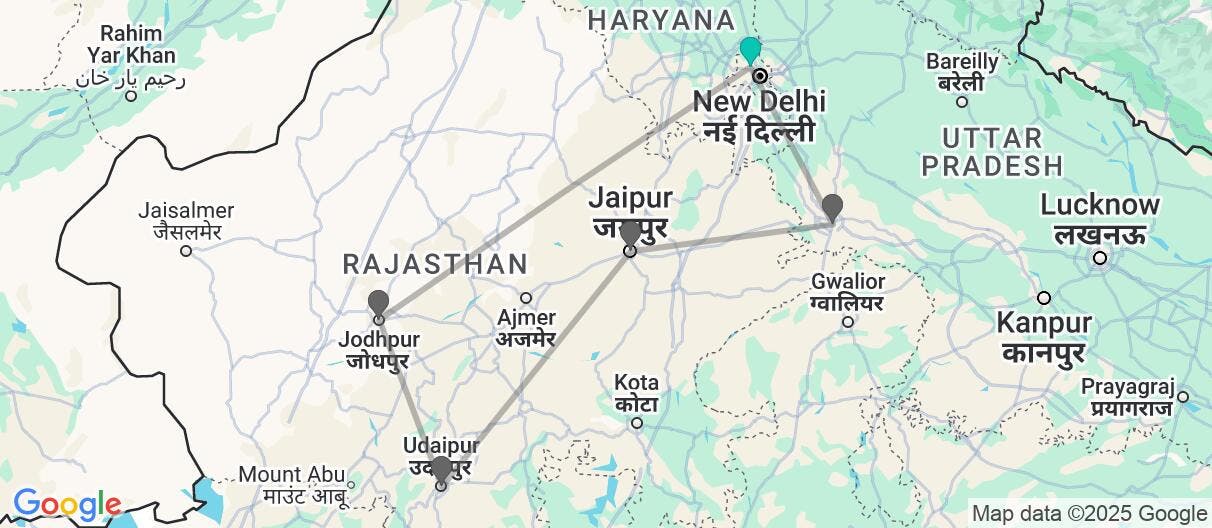 Map of  Luxury in India's Royal Cities