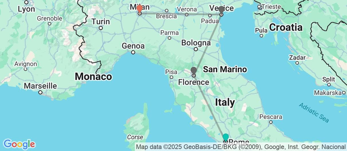 Map of Eternal cities, Milan & Lake Como