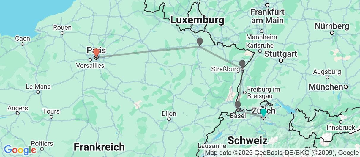 Map of Schwarzwald, Elsass und Champagne