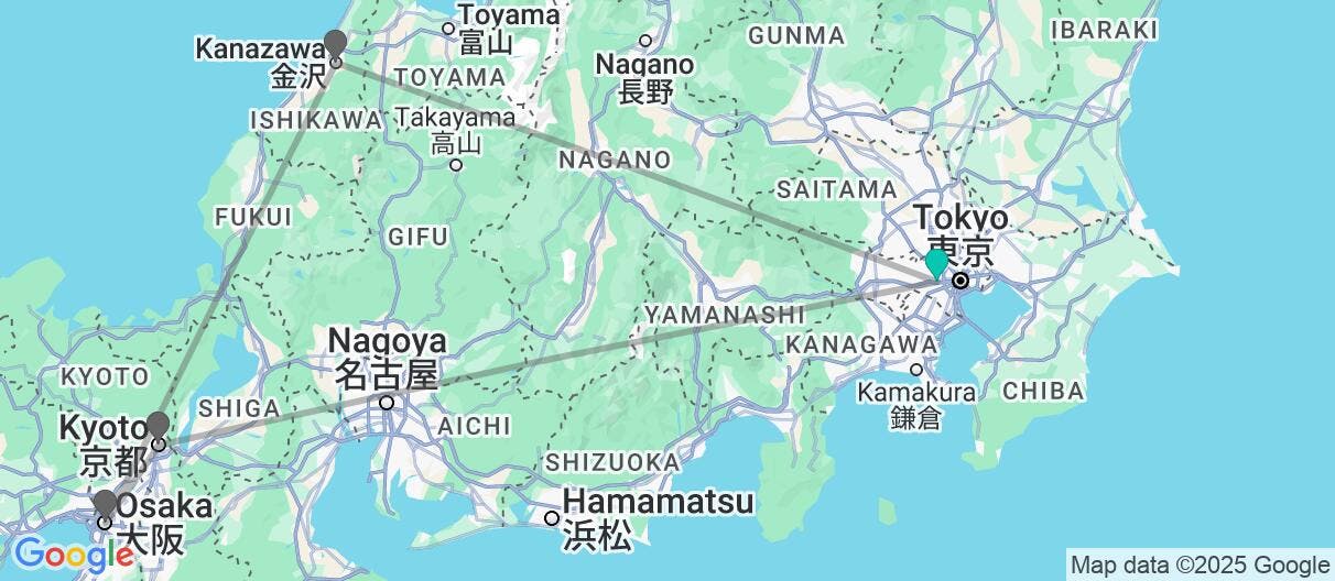 Map of Self-guided cities & Shirakawa-go by rail