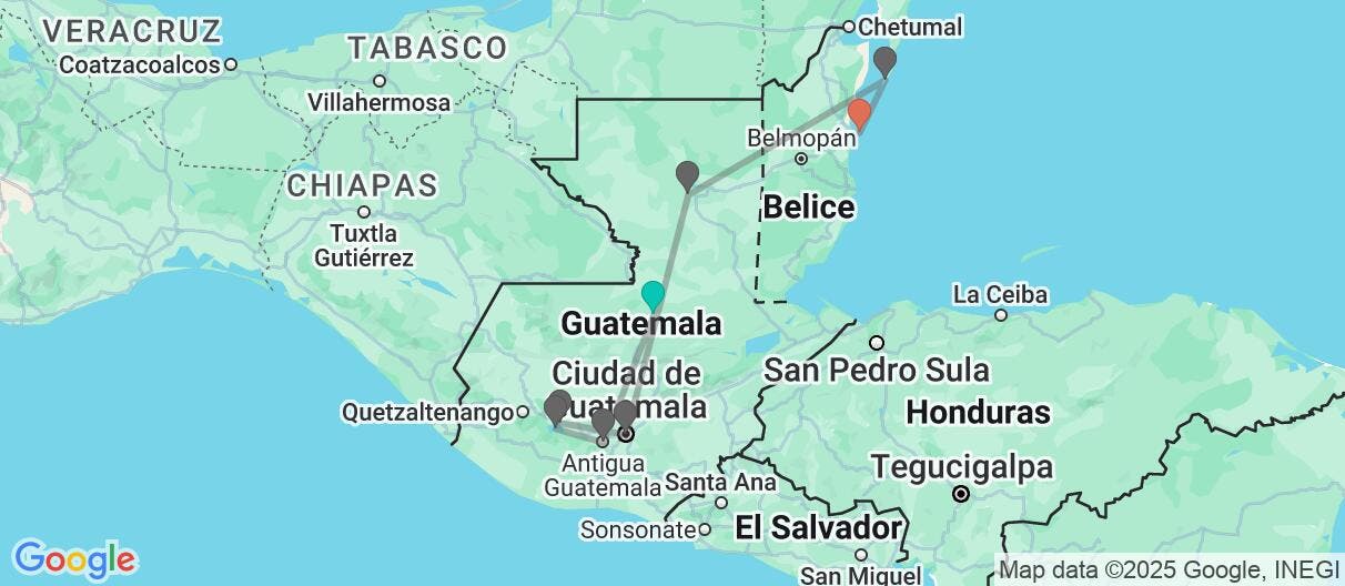 Map of De Tikal a la auténtica Isla Bonita 