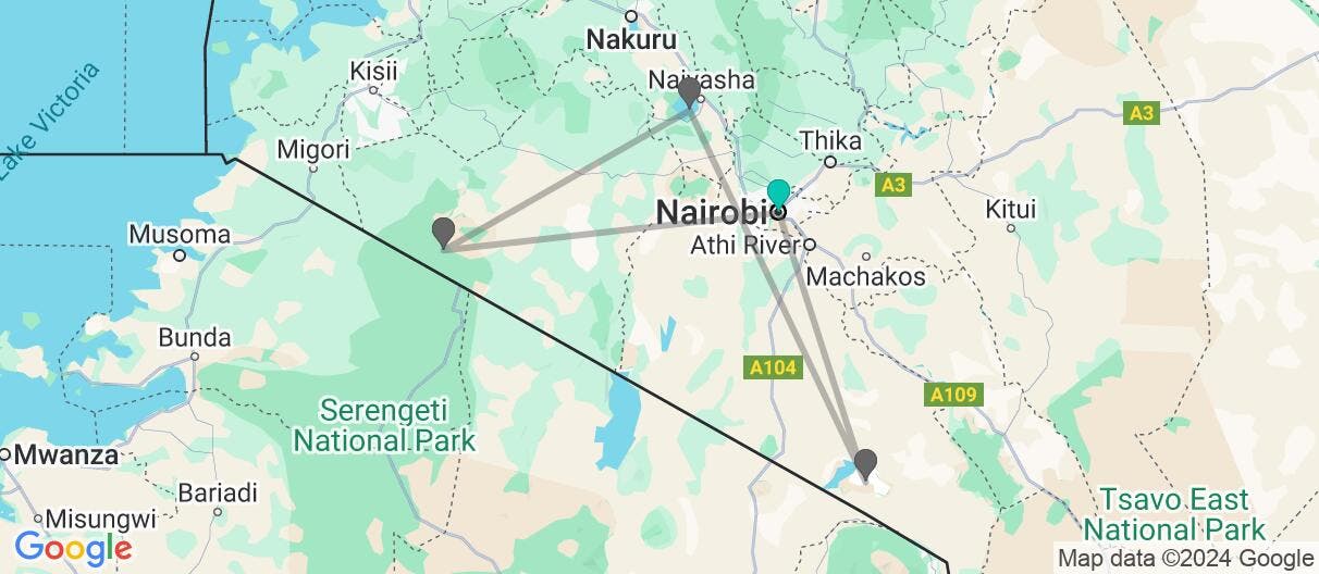 Map of Savannahs, safaris & Maasai Mara