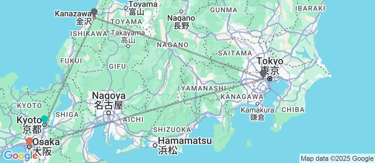 Map of Self-guided cities & Shirakawa-go by rail