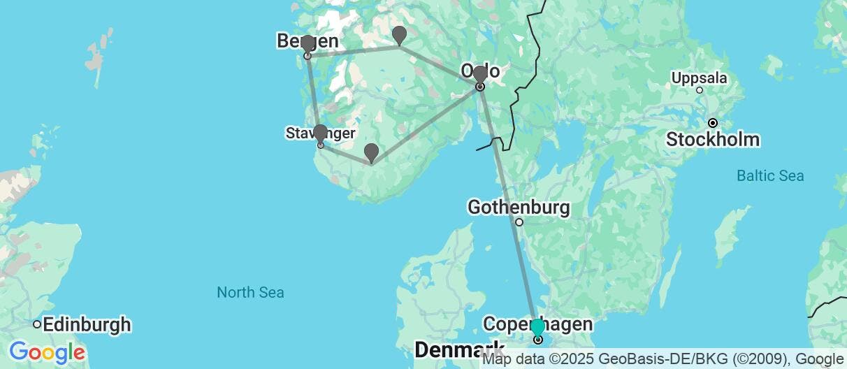 Map of Copenhagen’s Culture & Scenic Fjords