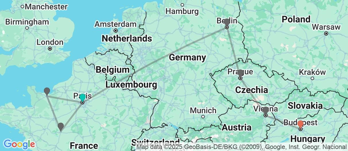 Map of Charming Chateaux & European Cities