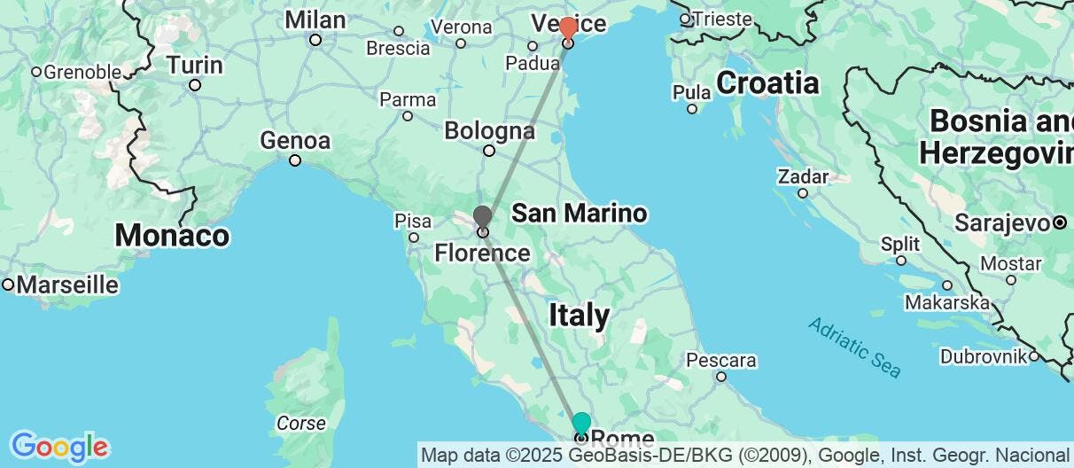 Map of Eternal Cities: A Self-Guided Train Tour