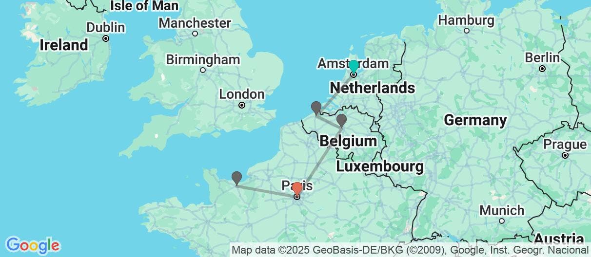 Map of European Journey: From Canals to Palaces