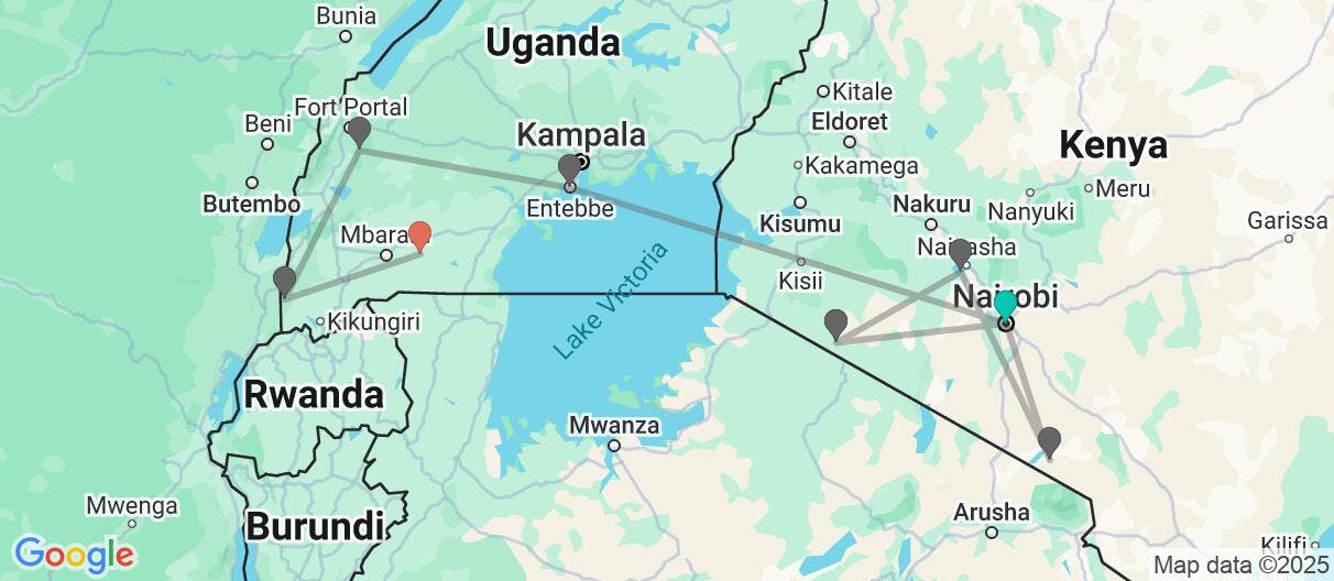 Map of From Maasai Mara to Bwindi: a wild escape