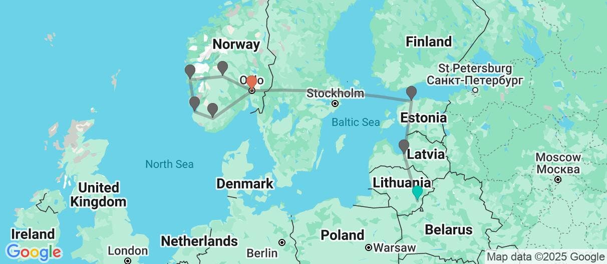 Map of Nordic fjords & Baltic wonders