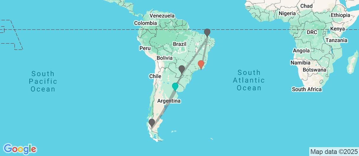 Map of FR: Buenos Aires, Iguazú, Calafate et Rio