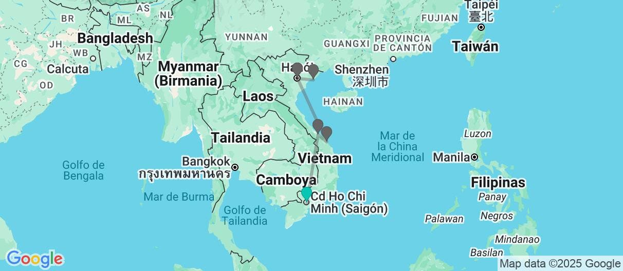 Map of Esencia de Vietnam: de sur a norte