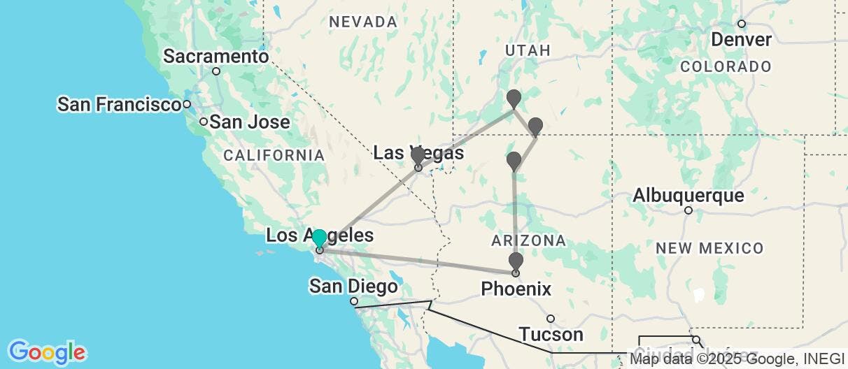 Map of Canyons, Vegas, and iconic views