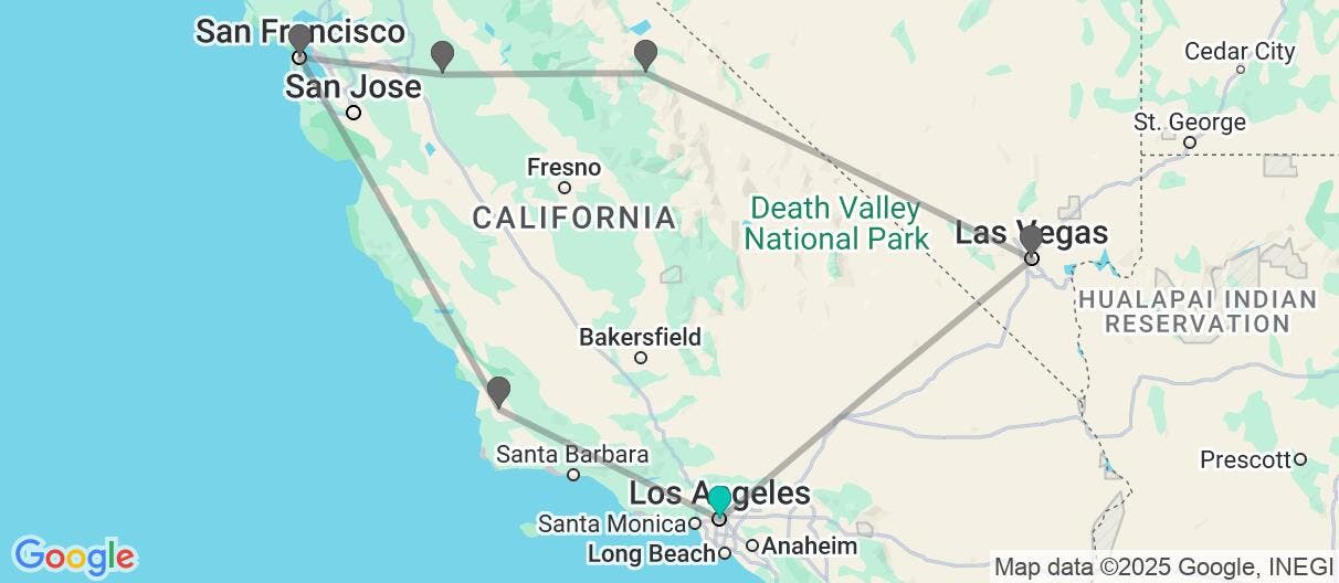 Map of America's West: coast to valley