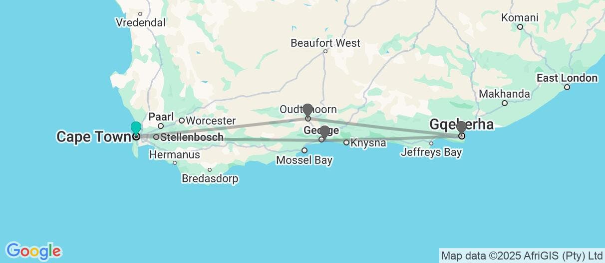 Map of Safaris, Cape & Garden Route