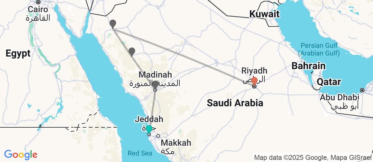 Map of Heart of Arabia: deserts & skyscrapers