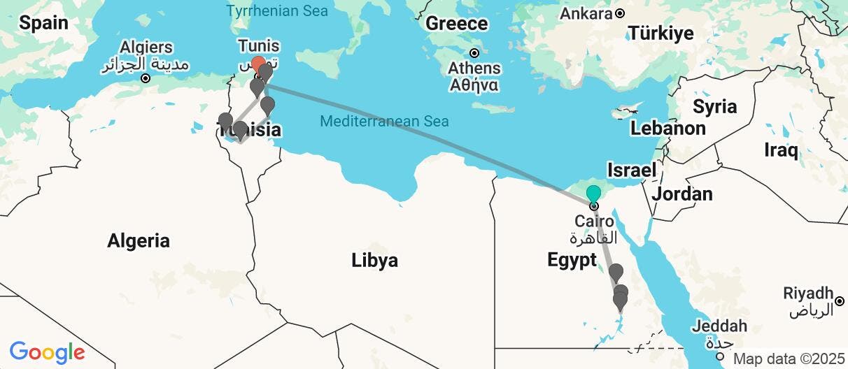 Map of Treasures of Egypt & Tunisia