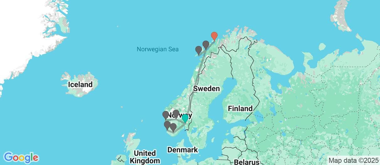 Map of Norway Full Circle: Fjords & Lofoten