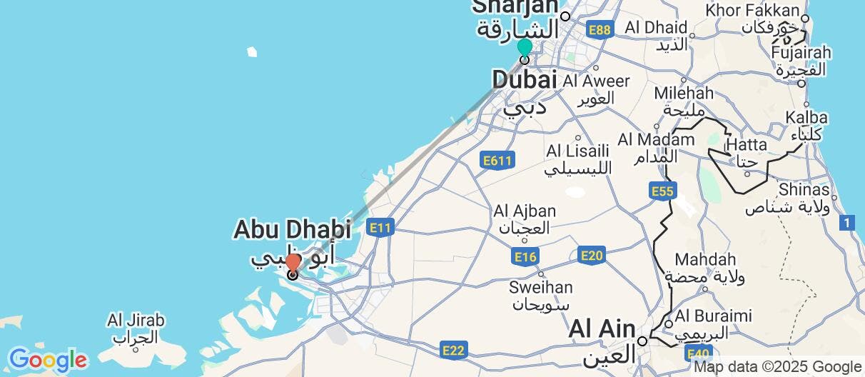 Map of Dubai & Abu Dhabi: beauty among the dunes
