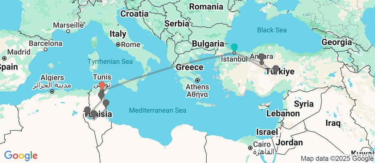 Map of Empires of the past: Istanbul & Carthage