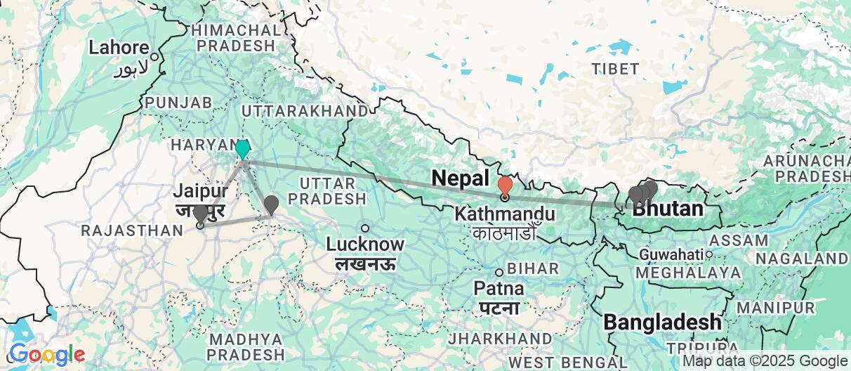 Map of Golden Triangle & Himalayan wonders