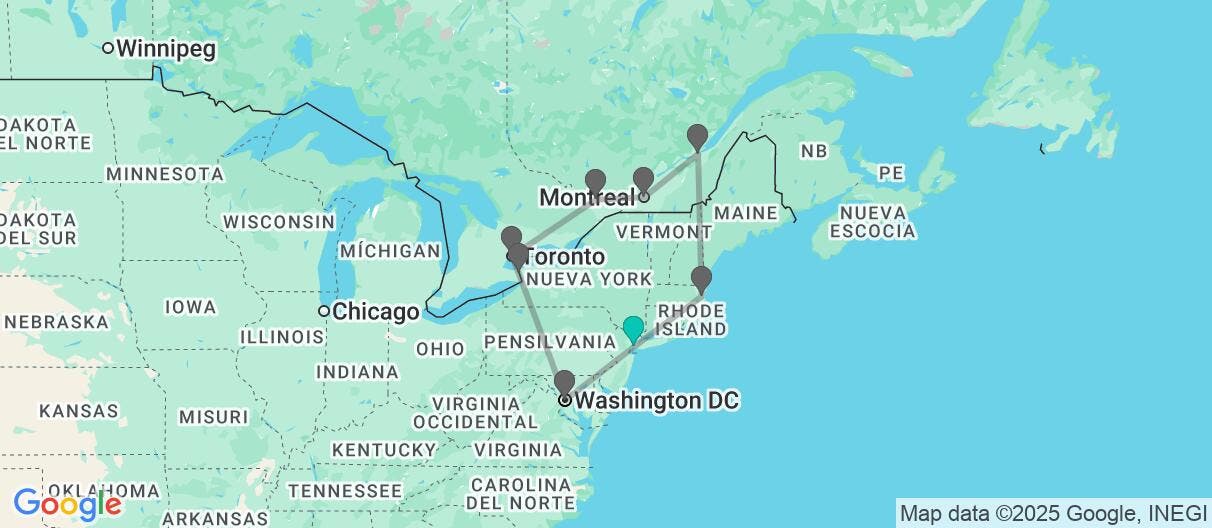 Map of Gran ruta del este: EE.UU. y Canadá