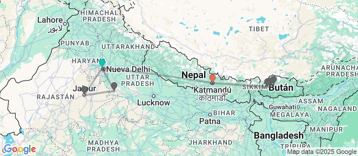Map of Triángulo Dorado y maravillas del Himalaya