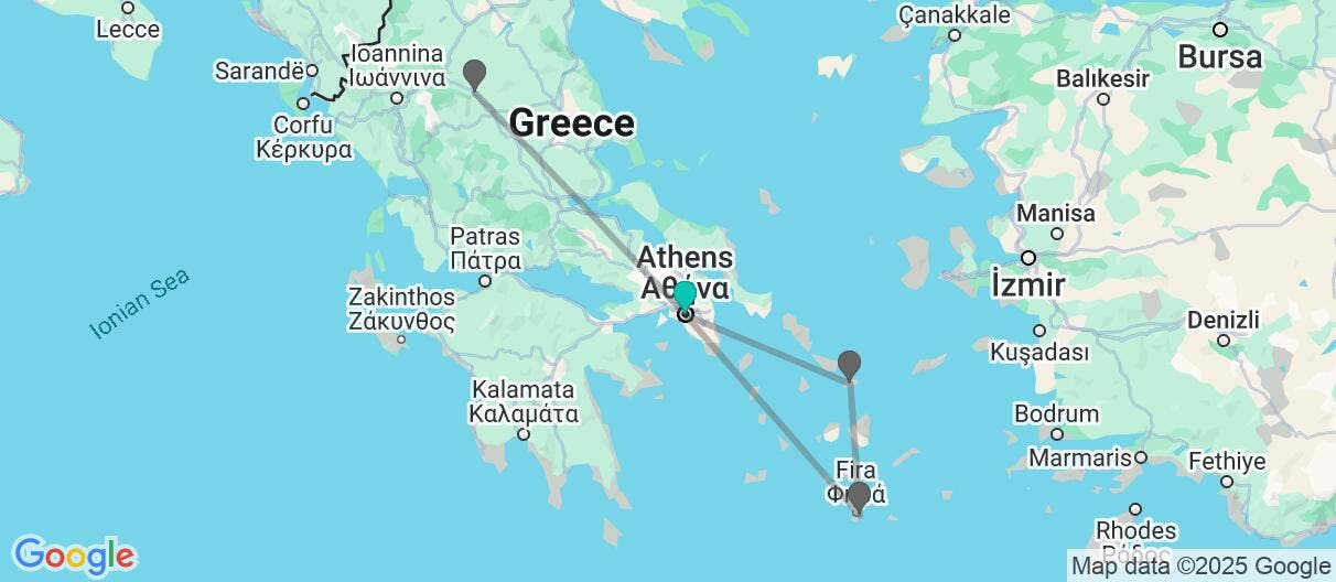Map of Ancient Ruins, Mykonos & Santorini 