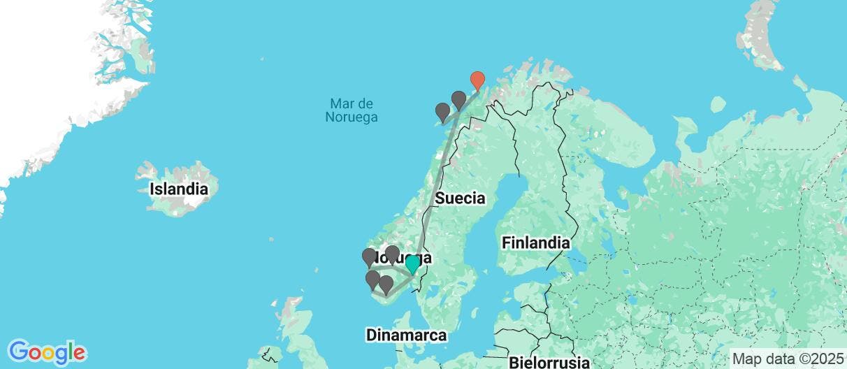 Map of Noruega al completo: fiordos y Lofoten