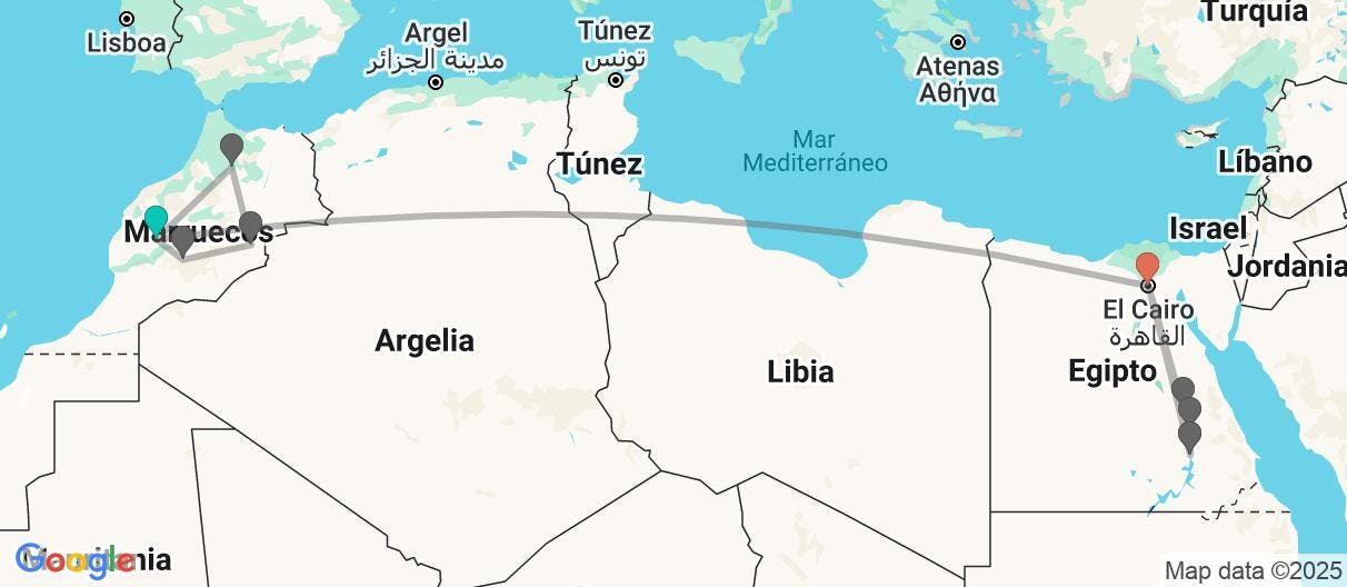 Map of Desiertos, faraones y crucero por el Nilo