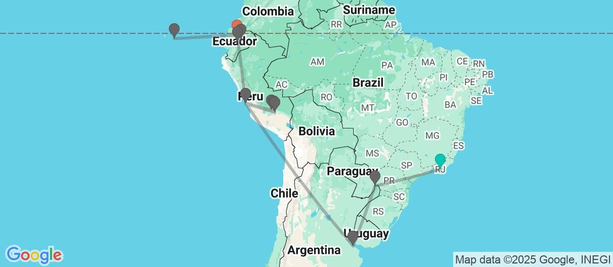 Map of Ultimate South American Odyssey