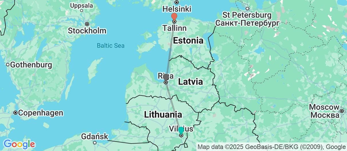 Map of Fully-Guided Journey through the Baltics 