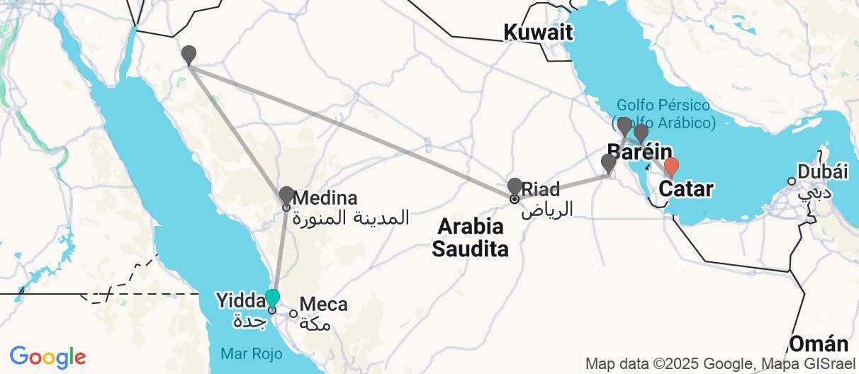 Map of Oasis del Golfo: de Yeda a Doha