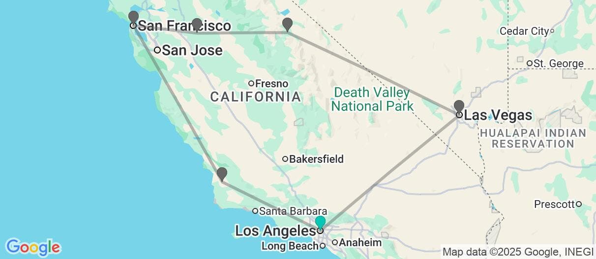 Map of America's West: coast to valley