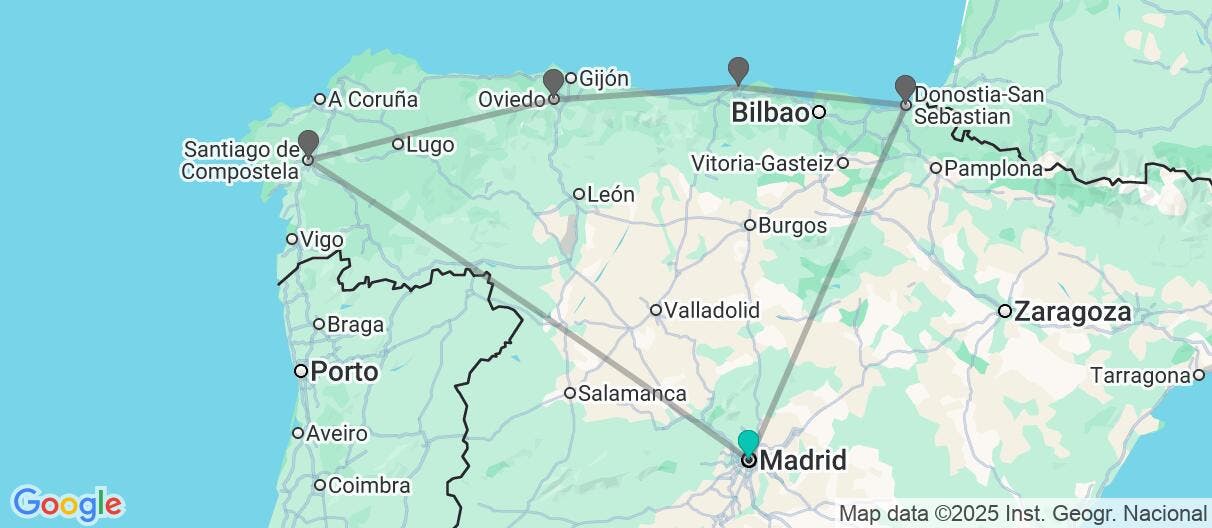 Map of Northern Treasures of Spain