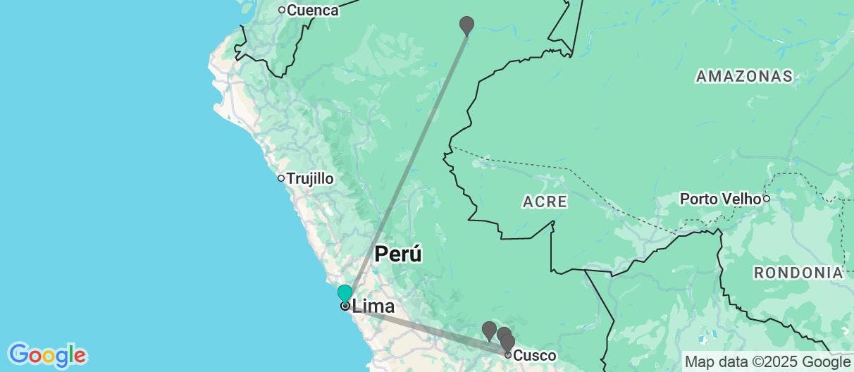Map of Tesoros de Perú y crucero por el Amazonas