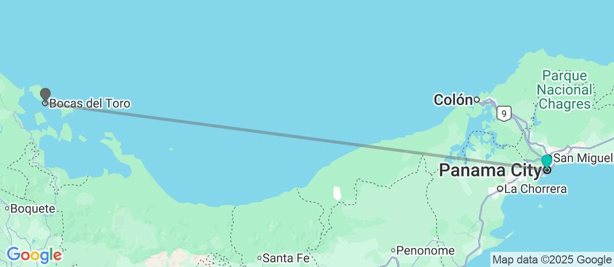 Map of Island to City: Bocas del Toro & Panama