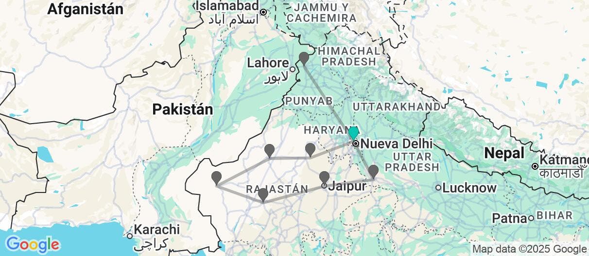 Map of Tesoros del Norte: Taj Mahal y Amritsar