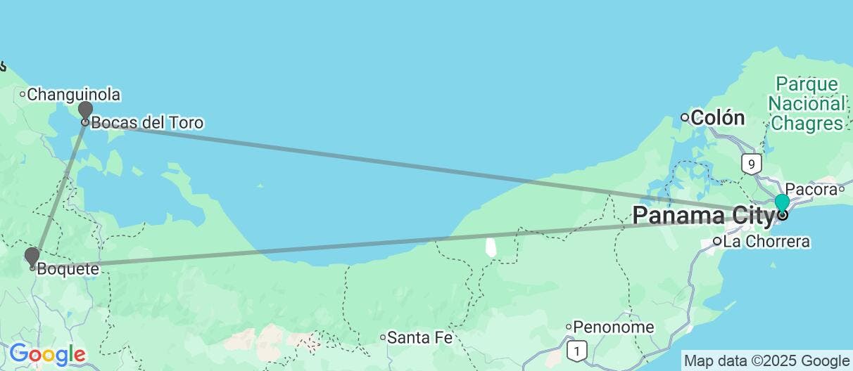 Map of The best of Panama: Canal, Boquete & Bocas