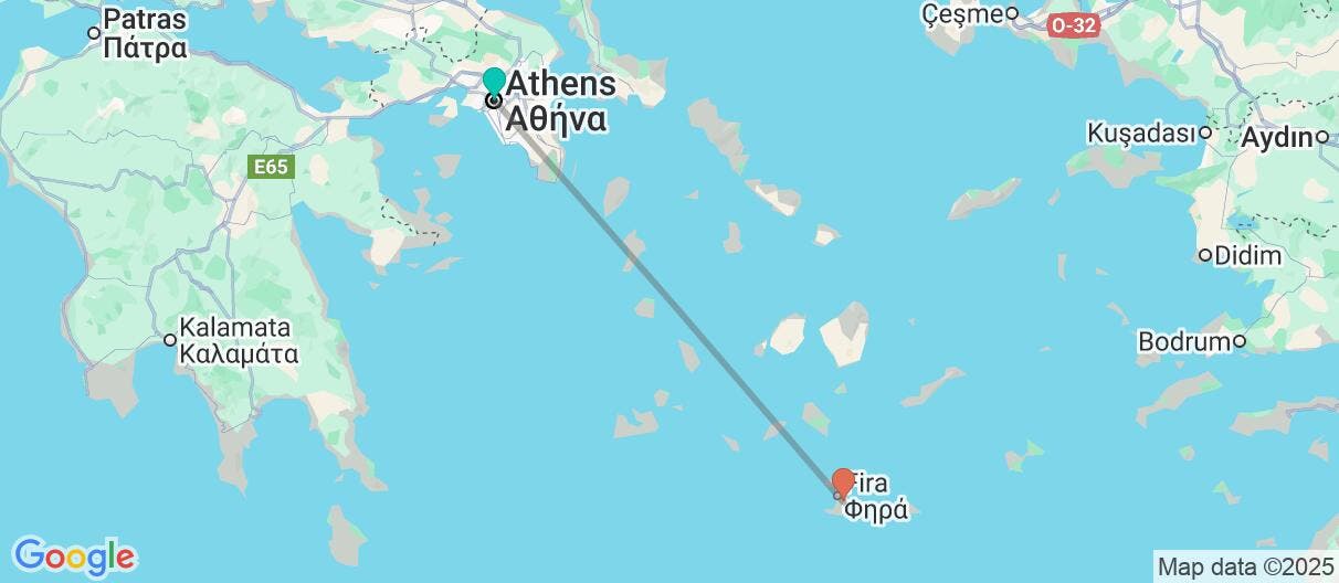 Map of Athens & Santorini: History meets paradise